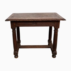 Petit Bureau en Chêne Sculpté, 19ème Siècle