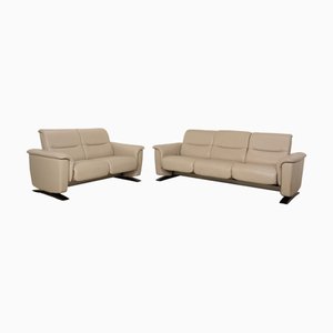 Canapé Panorama 3 Places et 2 Places en Cuir Beige de Stressless, Set de 2