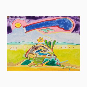 Luciano Schifano, Boulder with Sheep, Oil Painting, 1988