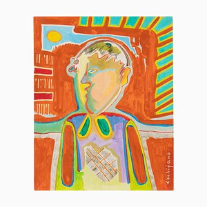 Luciano Schifano, Portrait of a Child, Oil Painting, 1984