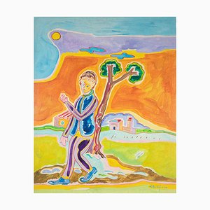 Luciano Schifano, Country Figure, Oil Painting, 1988