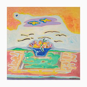 Luciano Schifano, Still Life with Fruit Bowl, Oil Painting, 1988