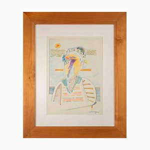 Luciano Schifano, Old Woman, Mixed Media, 1980s