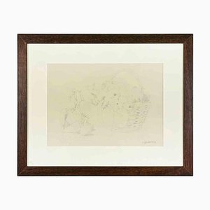 Sigfrido Oliva, Still Life, Pencil Drawing, 1980s, Framed