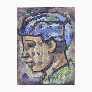 Antonio Santacroce, Porträt eines Jungen, Aquarell, 1980er