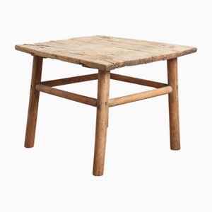 Vintage Rustic Elm Square Table, 1920s