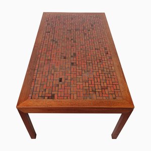 Table Basse Carrelée en Teck Restaurée, Danemark, 1960s