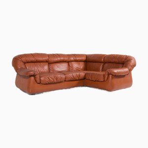 Vintage Italian Sectional Cognac Leather Sofa, 1970s