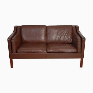 Model 2212 2-Seater Sofa in Brown Leather by Børge Mogensen, 1990s