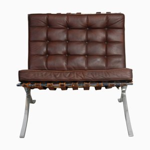 Vintage Barcelona Chair in Brown Leather by Ludwig Mies van der Rohe, 1960s