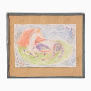 Maurice Blond, Resting Horse, Coloured Pencil on Paper, 1973