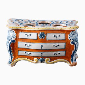 Orange and Blue Commode Bough Pot from Nevers Faience, 18th Century