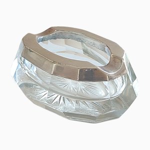 German Art Deco Silver-Mounted Cut Glass Ashtray by Ernst Treusch, 1930s