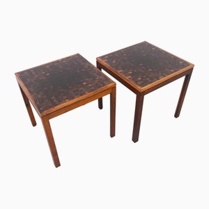 Danish Modern Rosewood and Mosaic Side Tables from Tranekær Furniture, 1960s, Set of 2