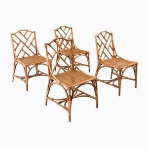 Sedie da pranzo Chippendale Mid-Century in bambù, Italia, anni '60, set di 4