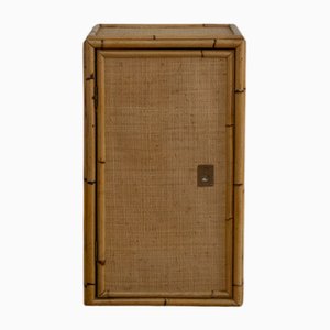 Mobiletto in vimini e ottone di Dal Vera, anni '70