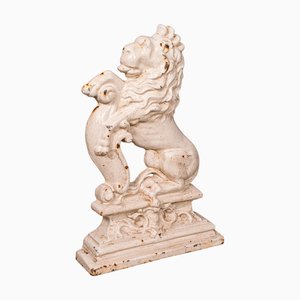 Antiker viktorianischer englischer heraldischer Löwen Türstopper aus Gusseisen, 1890er