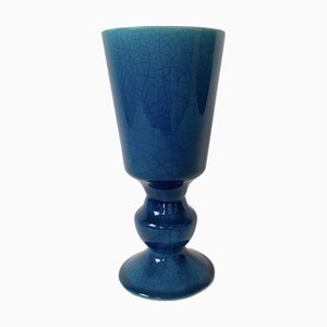 Blue Ceramic Vase by Pol Chambost, France, 1970s