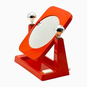 Vintage Orange Dual Mirror with Lights from Schott, 1970s