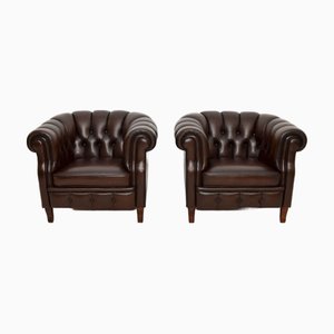 Set de Fauteuils Club en Cuir par Broderna Andersson pour Bröderna Andersson, Suède, 1950s