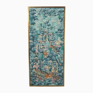 Balinese Artist, Blue Palm Trees, 1980s, Acrylic on Canvas, Framed