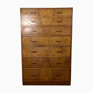 Vintage Art Deco Chest of Drawers in Flamed Walnut, 1930s