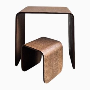 Kinderschreibtisch mit Hocker aus gebogenem Holz, 2010er, 2er Set