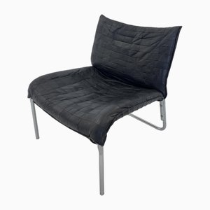 Mid-Century Modern Scandinavian Black Leather Lounge Chair from Ikea, 1980s