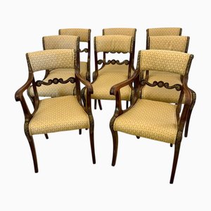 Sillas de comedor Regency antiguas de caoba, 1830. Juego de 8