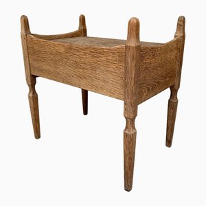 Table de Chevet Vintage en Chêne avec Poignée en Laiton par Henning Kjærnulf, 1950s