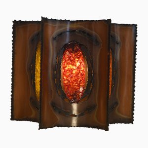 Vintage Copper and Resin Wall Light from Accolay, 1950s