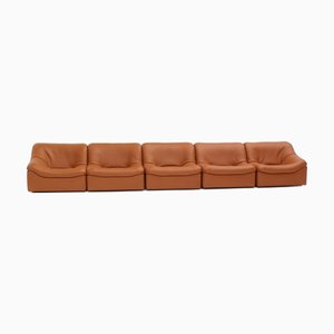Modulares Vintage DS46 Ledersofa von De Sede, 1970er, 5er Set