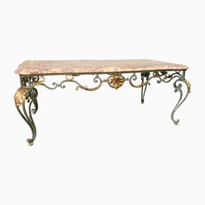 Wrought Iron and Marble Coffee Table, 1950s