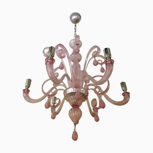 Murano Glass Chandelier in Pink by Simoeng