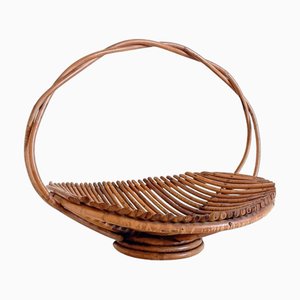 Centro de mesa frutero vintage de ratán de Franco Albini, años 50