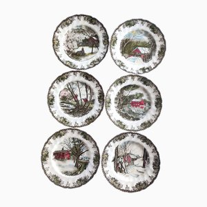 Vintage English Dinner Plates, 1950s, Set of 6
