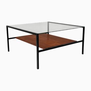 Tavolino da caffè Mid-Century moderno con ripiano in vetro in stile di Cees Braakman, anni '50