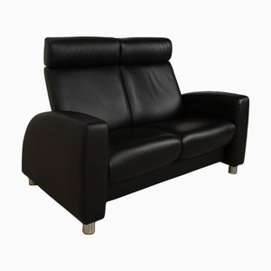 Canapé 2 Places et Fauteuil Arion en Cuir Noir de Stressless, Set de 2