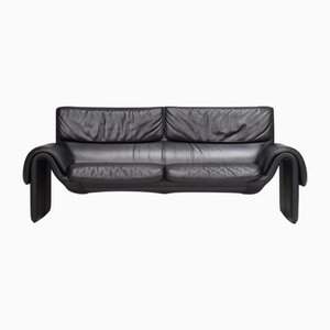 DS-2011 Zwei-Sitzer Sofa aus schwarzem Leder von De Sede