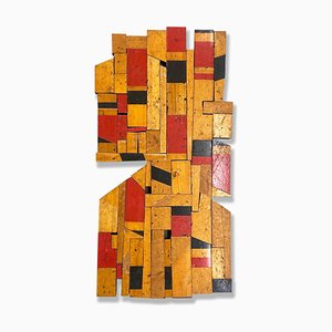 Scott Troxel, Red Raider, 2024, Acrylic & Oil on Repurposed Flooring