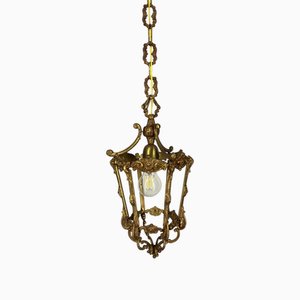 Vintage French Brass Hanging Lantern Pendant