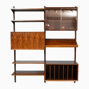 Danish Royal System Two-Bay Wall System in Rosewood by Poul Cadovius