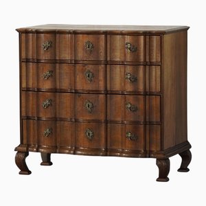 Antique Baroque Oak Chest of Drawers with Cabriole Legs, Late 18th Century