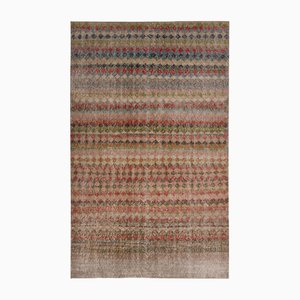 Mid-Century Wollteppich mit geometrischem Muster in Braun und Grün