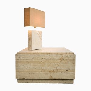 Travertine Table Lamp with Rectangular Lampshade, 1970s