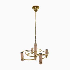 Lampadario Hollywood Regency geometrico vintage di Gaetano Sciolari, anni '70