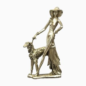 Scultura Art Déco in resina argentata di Amilcare Santini, 1970