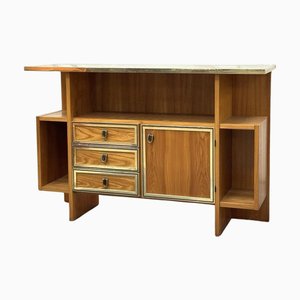 Scandinavian Geometric Wood Console Table, 1970s