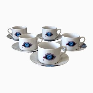 Porcelain Cups and Saucers from Salvador Dali, 2004, Set of 5