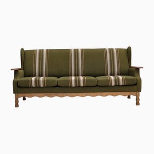 Divano a tre posti in quercia e lana, Danimarca, anni '70